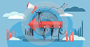 Leadership vector illustration. Flat tiny persons concept or group teamwork