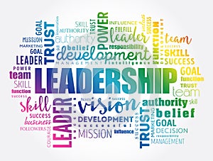 LEADERSHIP word cloud collage, business concept background