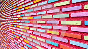 Leading lines on a beautiful multicolored brick wall