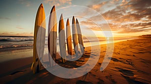 Leading lines, pinhole photography of Ocean Beach, surfboards, beach, sunset, slow shutter speed