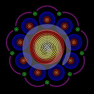 Leadlight and rosette window radial dot patterns