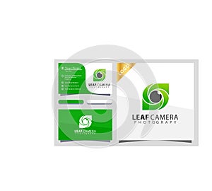 Leaf Camera photograpy colorful logo design vector illustration, business card photo