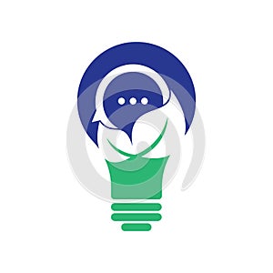 Leaf chat bulb shape concept logo design vector.