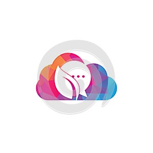 Leaf chat cloud shape concept logo design template.