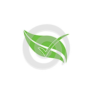 Leaf check mark organic food symbol vector