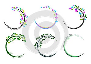 Leaf circle logo,spa,massage,grass,icon,plant,education,yoga,health, and nature concept design photo