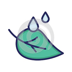 Leaf, drops, water, rain fully editable vector icon