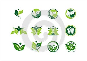 Leaf, ecology, plant, logo, people, wellness, green, nature, symbol, icon