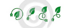 Leaf electric plug icon. Natural energy vector