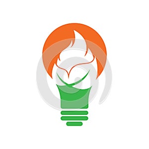 Leaf fire bulb shape concept vector logo design