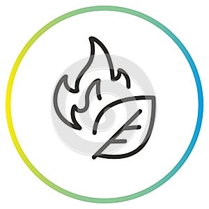 leaf with fire icon, ecological fuel, natural energy