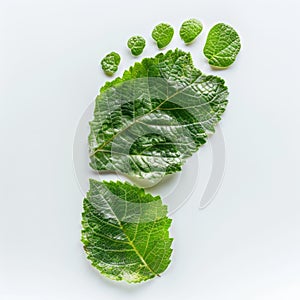 Leaf Footprints Design on White Background