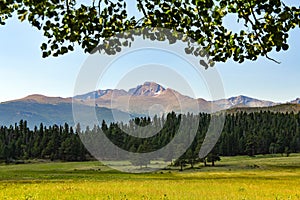 Leaf Framed View of Long`s Peak