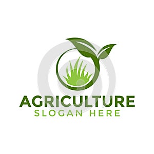 Leaf and grass agriculture logo icon design template