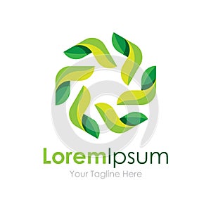 Leaf grean circle harmony element icon logo for business