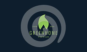 Leaf green plant tree with home house roof  modern  logo icon vector illustration design