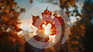 The Leaf with Heart Shape.AI generated image