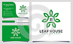 Leaf House logo vector, Nature Home Leaves logo design, modern logo, Logo Designs Vector Illustration Template