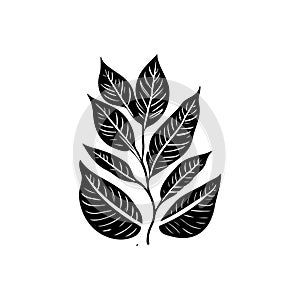 Leaf Icon hand draw black agriculture colour logo symbol perfect