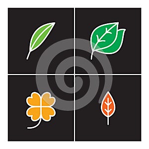 Leaf icon line plant outline set, nature icons