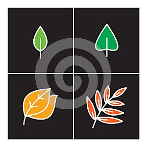 Leaf icon line plant outline set, nature outline icons
