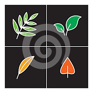 Leaf icon line plant outline set, nature outline icons