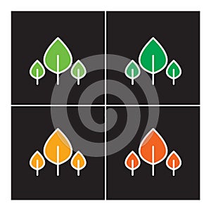 Leaf icon line plant outline set, nature outline icons