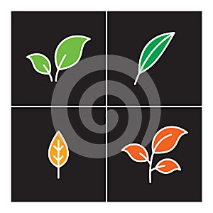 Leaf icon line plant outline set, nature outline icons