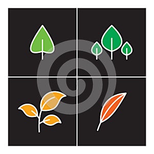 Leaf icon line plant outline set nature outline icons