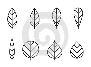 Leaf line icon set. eco, botanical, nature and environment symbols