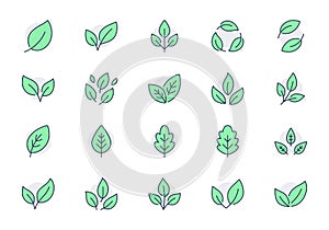 Leaf line icons. Vector illustration include icon - botany, herbal, ecology, bio, organic, vegetarian, eco, fresh