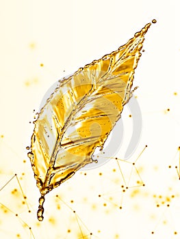 Leaf made of water splash gold color