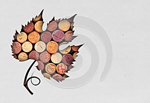 Leaf made of wine corks