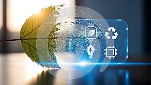 Leaf Merging with Digital Circuit Board for Eco-Technology Concept