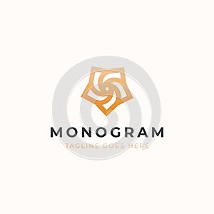 Leaf Monogram Concept Logo Template Vector Illustration