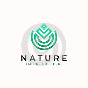 Leaf Monogram Concept Logo Template Vector Illustration