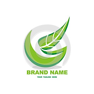 Leaf nature design logo green color - illustration - vector