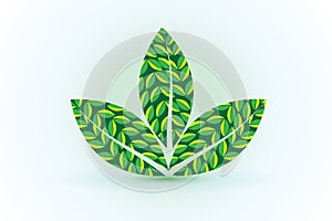 Leaf nature health lotus flower green eco plant logo