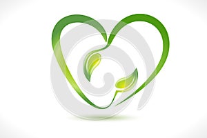 Leaf nature heart shape logo icon vector image