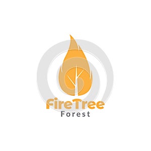 Leaf with orange fire flame logo design vector graphic symbol icon sign illustration creative idea