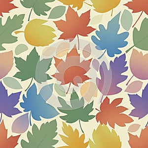 Leaf pattern with various shapes and sizes, including maple and