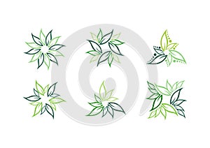 Leaf,plant,logo,ecology,green,leaves,nature symbol icon set of vector designs