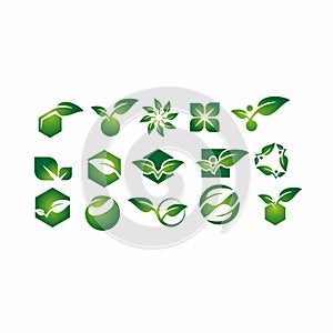 Leaf,plant,logo,ecology,people,wellness,green,leaves,nature symbol icon set of vector designs