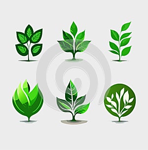 Leaf, plant, logo, ecology, people, wellness, green, leaves, nature symbol icon set of vector designs