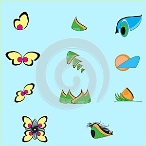 Leaf, plant, logo, ecology, people, wellness, green, leaves, nature symbol icon set of vector designs and cartoon