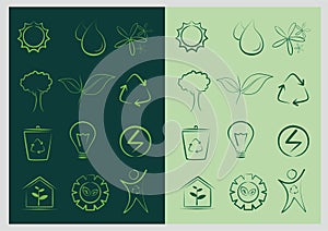 Leaf, Plant, Logo, Green, Ecology Set Vector