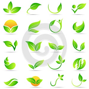 Leaf plant logo wellness nature ecology symbol vector icon design. photo