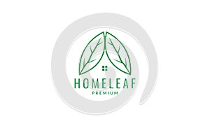 Leaf plant tree line with home house logo vector icon illustration design