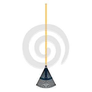 Leaf rake vector flat icon garden fall agriculture. Autumn clean tool isolated equipment broom. Farm grass device stick photo