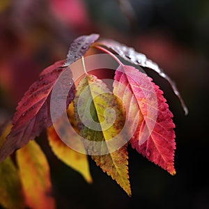 leaf red nature background natural bright autumn autumnal fall season closeup. Generative AI.